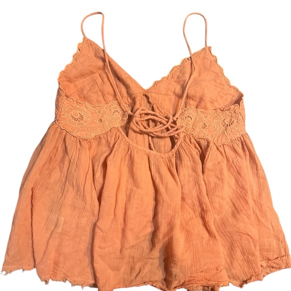 Free People “birds in the sky” Peach Floral Tank Top Blouse Small - Picture 3 of 6
